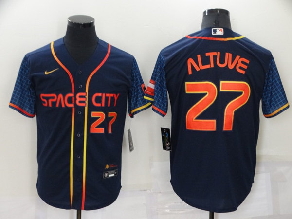 Men's Houston Astros #27 Jose Altuve 2022 Navy City Connect Cool Base Stitched Jersey